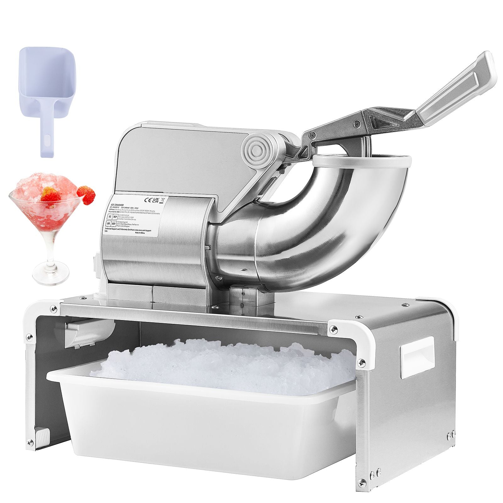 Commercial Ice Shaver Crusher, 661lbs Per Hour Electric Snow Cone Maker, 350W
