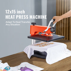 Heat Press Machine 12x15in 8in1 Sublimation Transfer T-shirt Plate Mug Cup