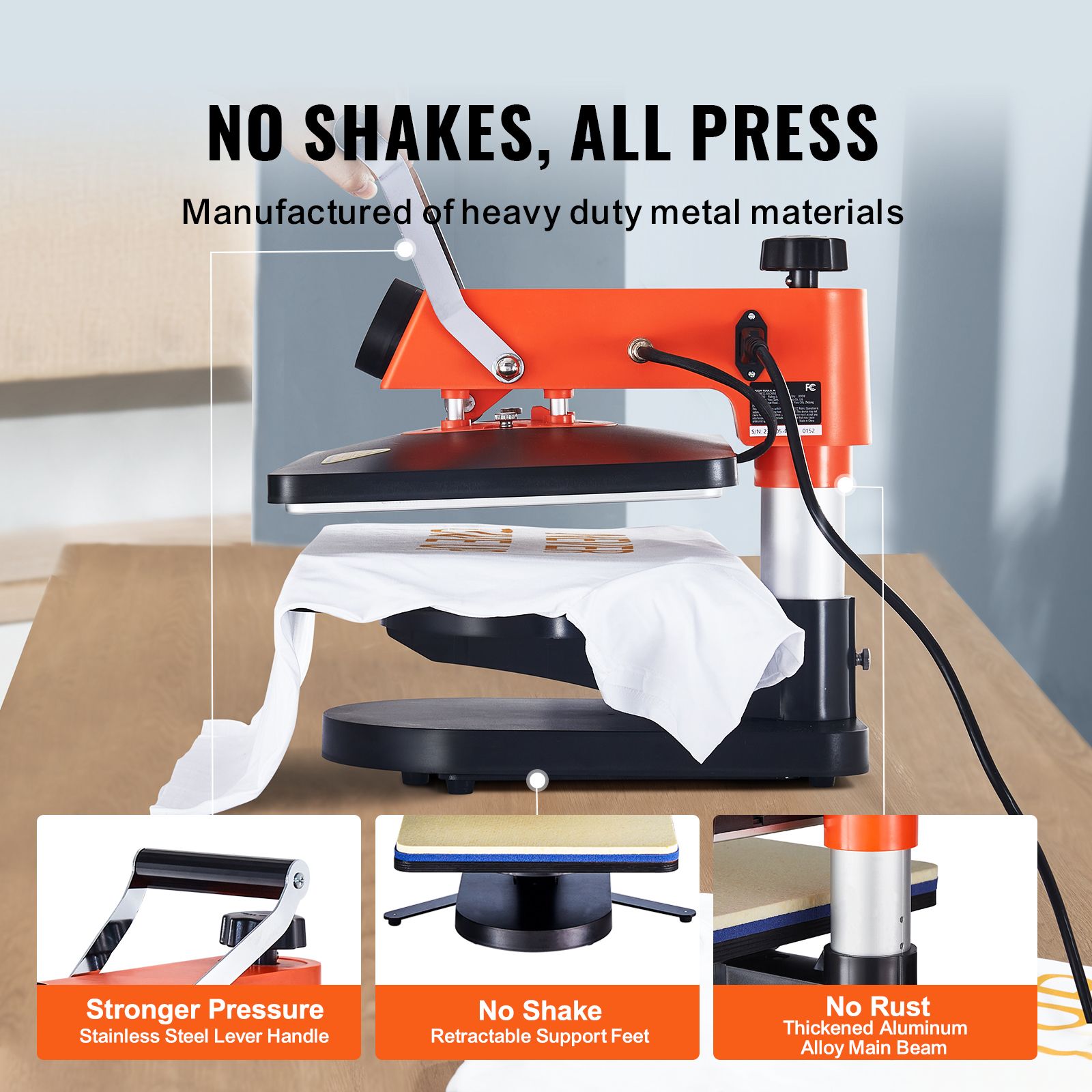 Heat Press Machine 12x15in 8in1 Sublimation Transfer T-shirt Plate Mug Cup