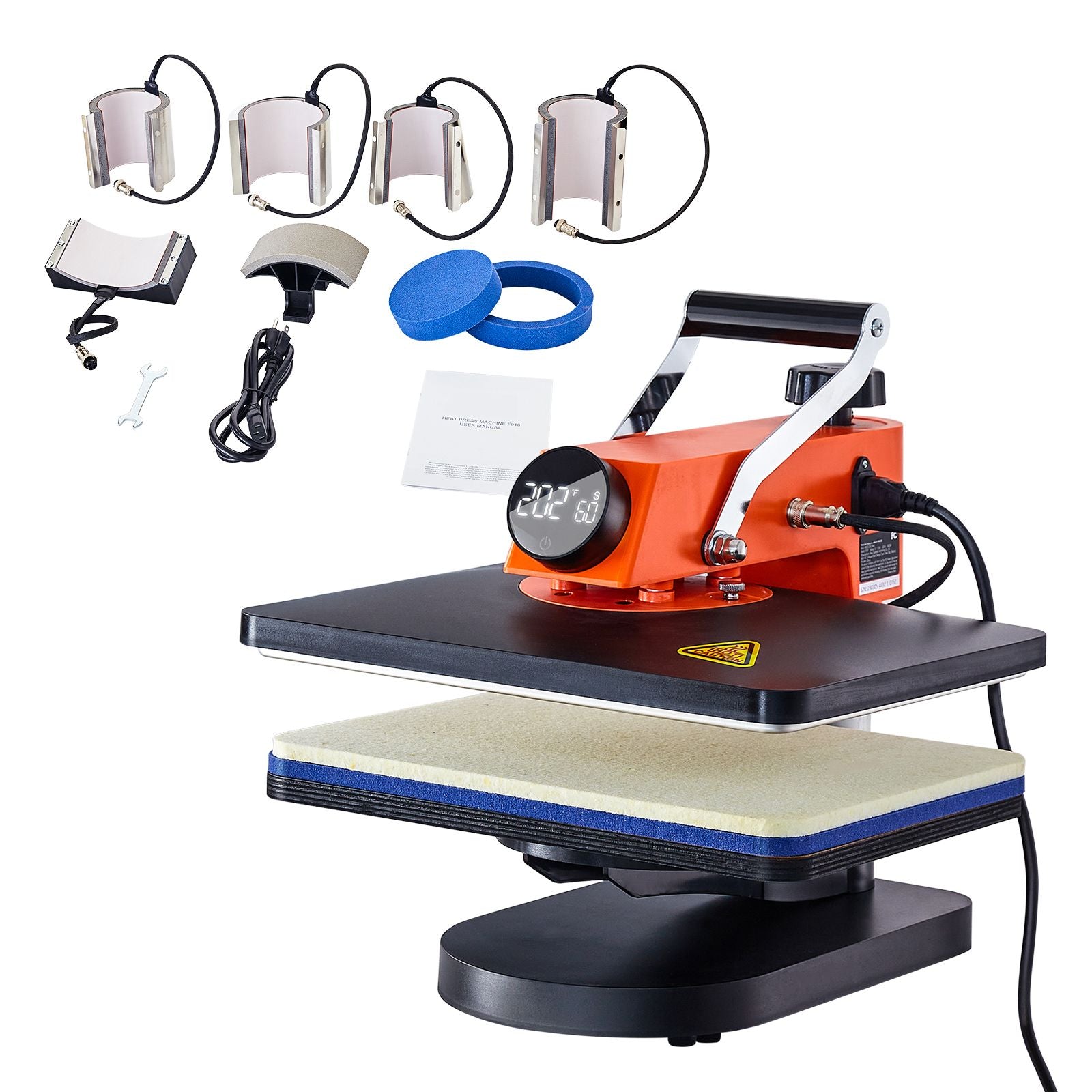 Heat Press Machine 12x15in 8in1 Sublimation Transfer T-shirt Plate Mug Cup
