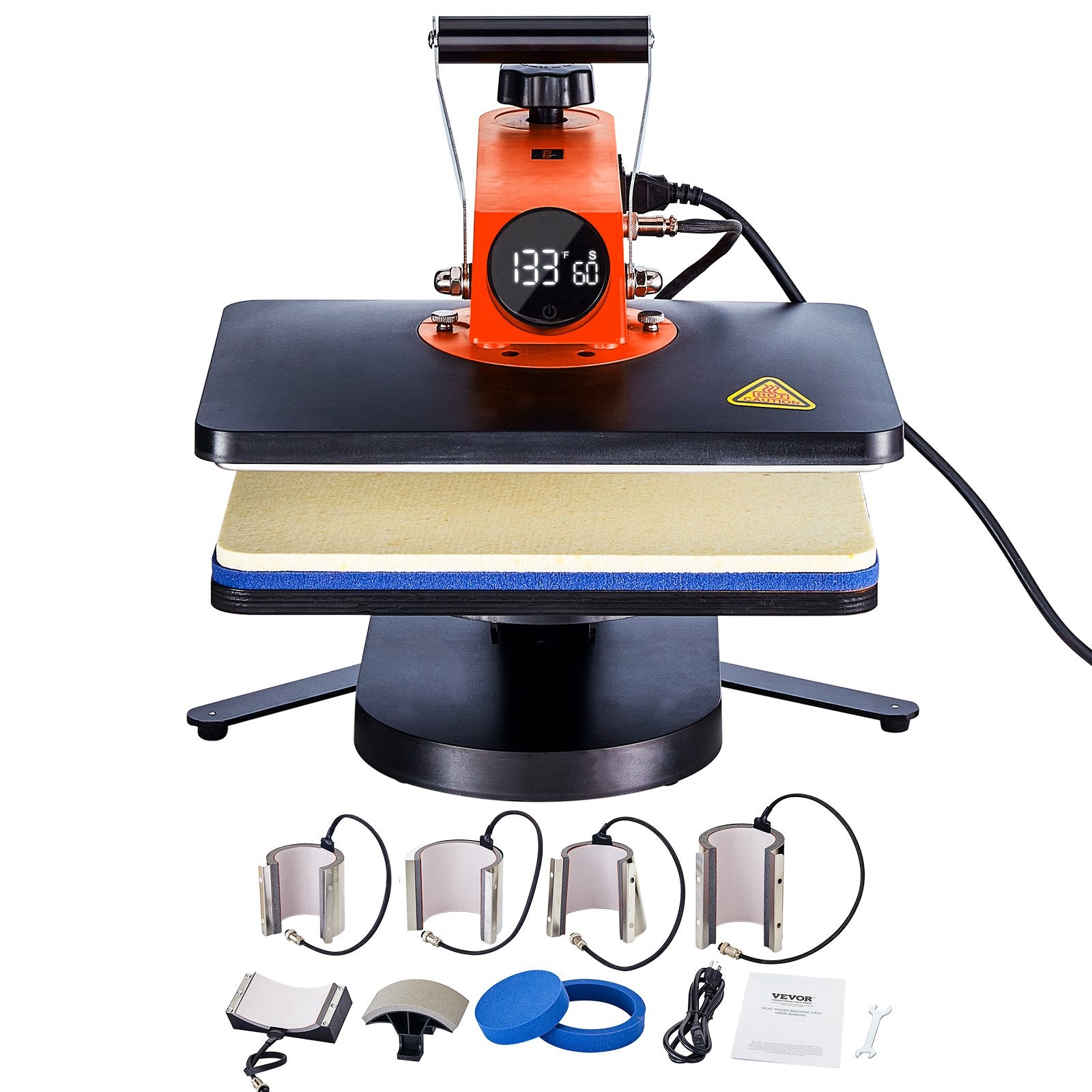 VEVOR Heat Press Machine 12x15in 8in1 Sublimation Transfer T-shirt Plate Mug Cup