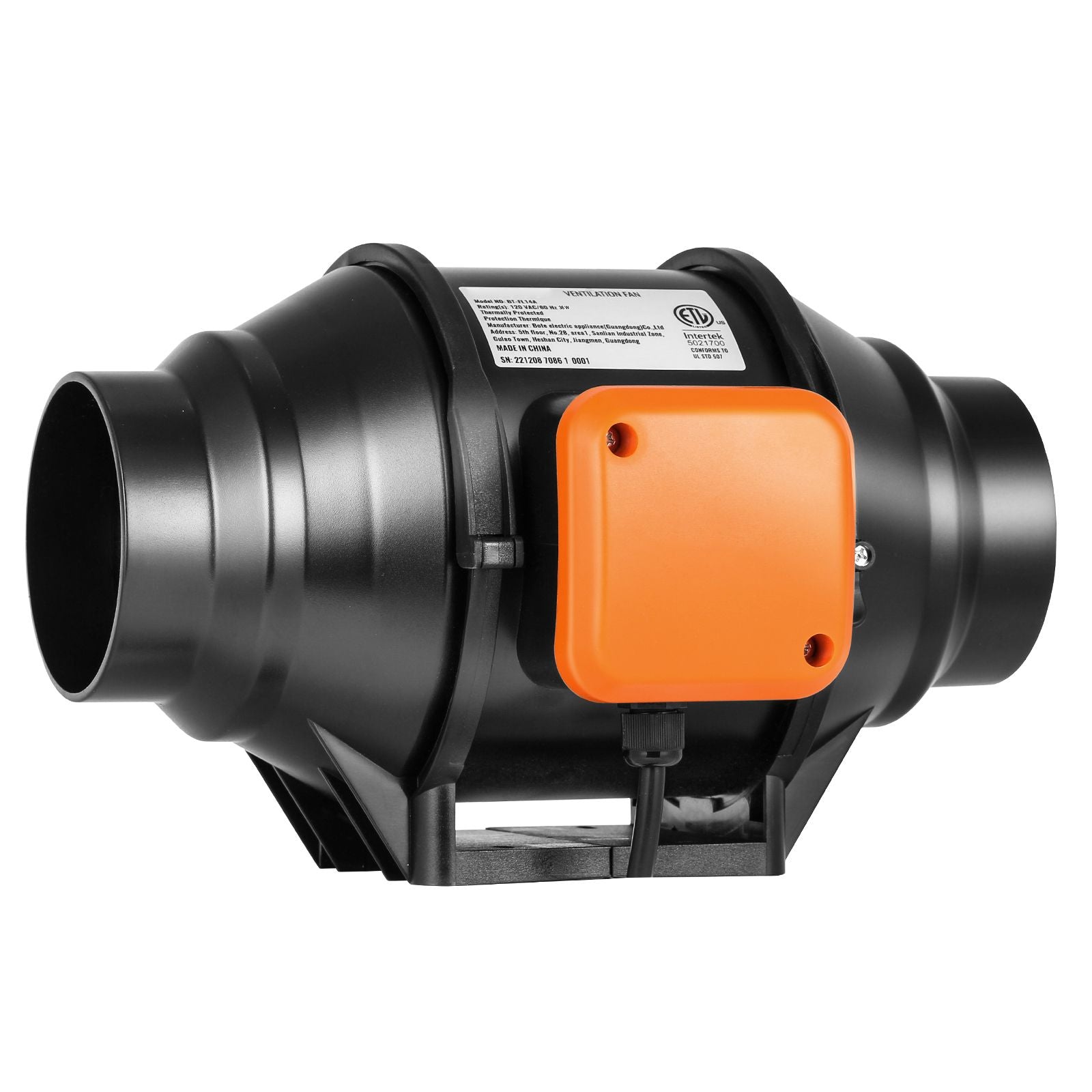 Inline Duct Fan, 102mm 129.7 CFM with Variable Speed Controller, Quiet AC-motor