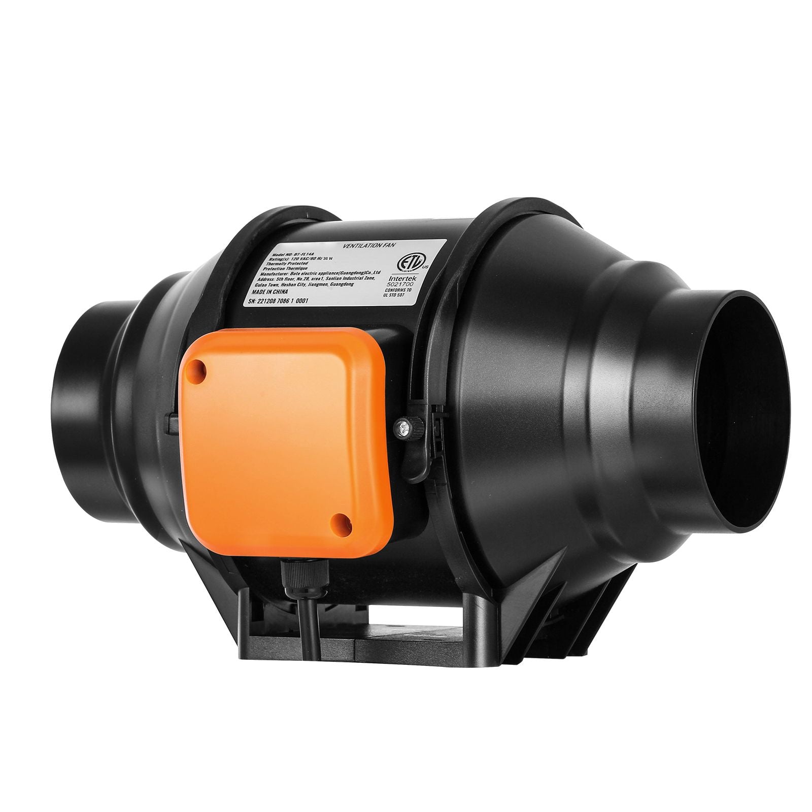 Inline Duct Fan, 102mm 129.7 CFM with Variable Speed Controller, Quiet AC-motor