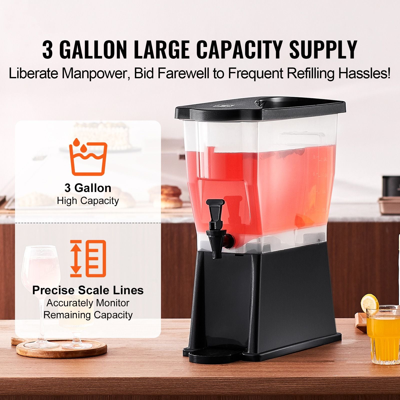 Beverage Dispenser, 3 Gallon Drink Dispenser for Parties, Plastic Juice