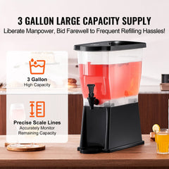 Beverage Dispenser, 3 Gallon Drink Dispenser for Parties, Plastic Juice
