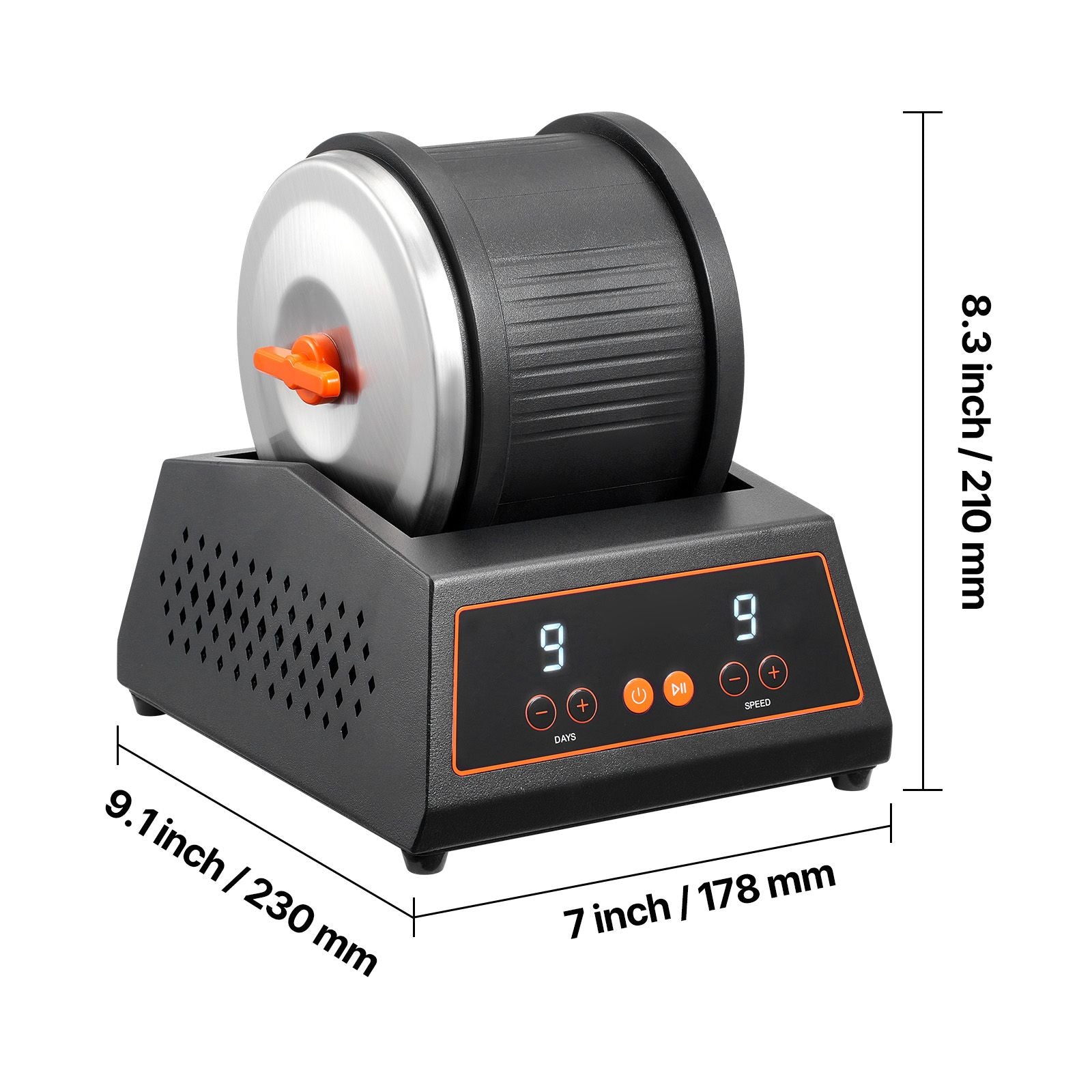 Rock Tumbler Machine 4 lbs Rock Polishing Kit 9 Speed 9-Day Timer Steel