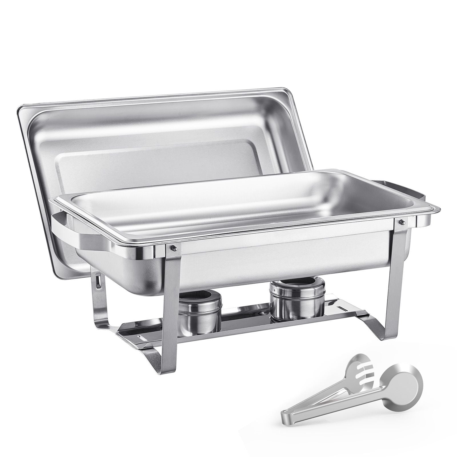 8 Qt 6 Pack Rectangle Chafing Dish Buffet Set Fullsize Pan Stainless Steel