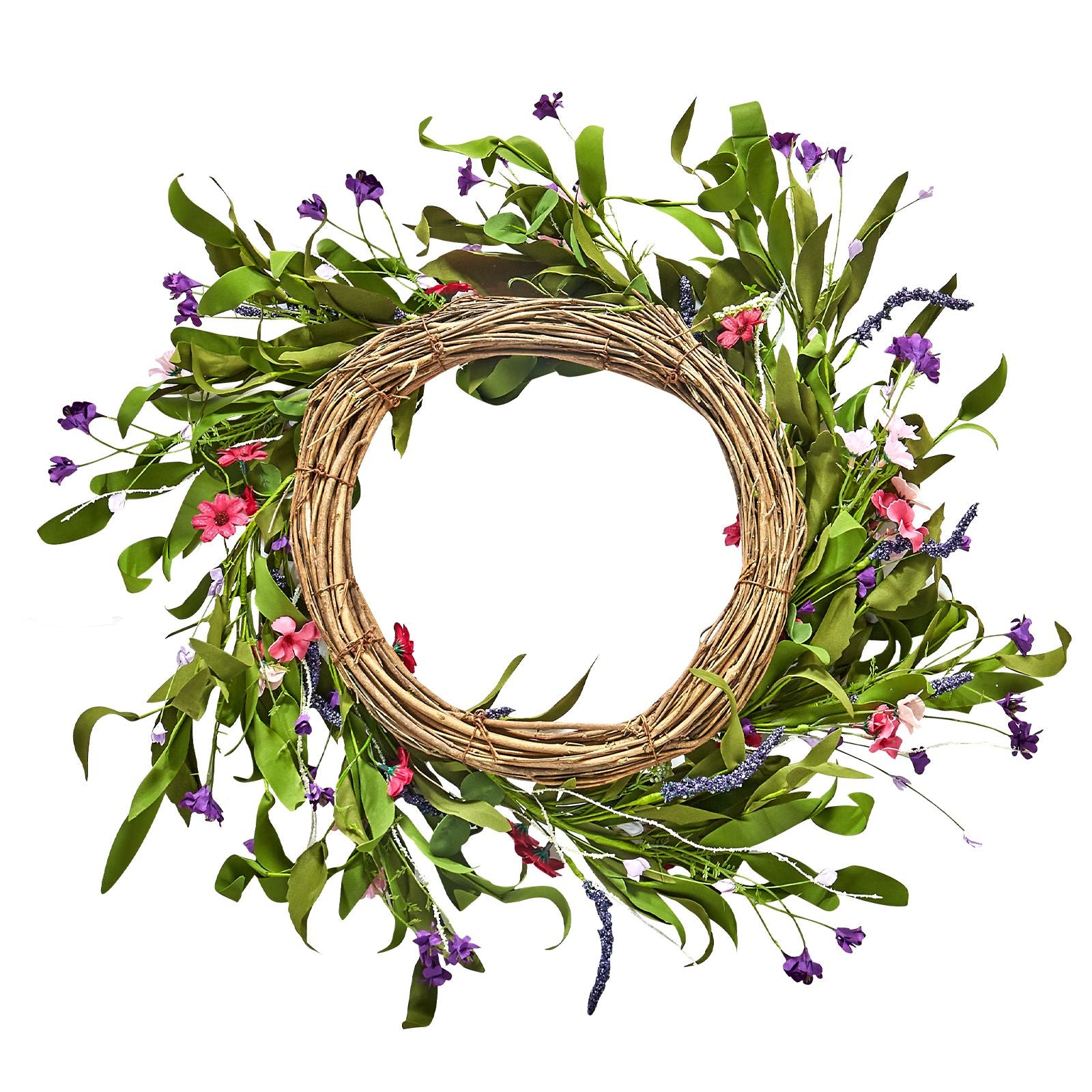 Artificial Decorative Wreath 55.88 cm Pink Green with Daisies Year Round