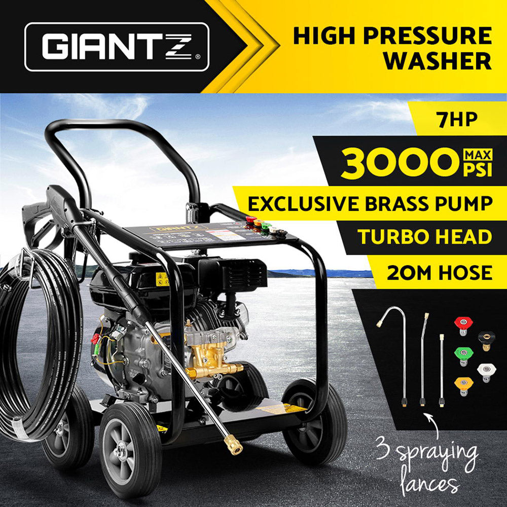 Giantz Petrol High Pressure Cleaner Washer 20M Hose Gurney