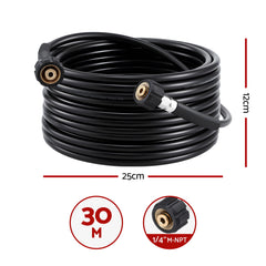 Giantz Pressure Washer Hose 30M 5800PSI Power Replacement Extension 1/4'' Quick