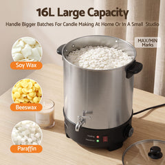 Devanti 16L Wax Melter 1500W Candle Making Pot Quick Pour Spout
