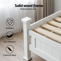 Artiss King Single Bed Frame and Bedside Table White
