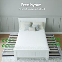 Artiss King Single Bed Frame and Bedside Table White