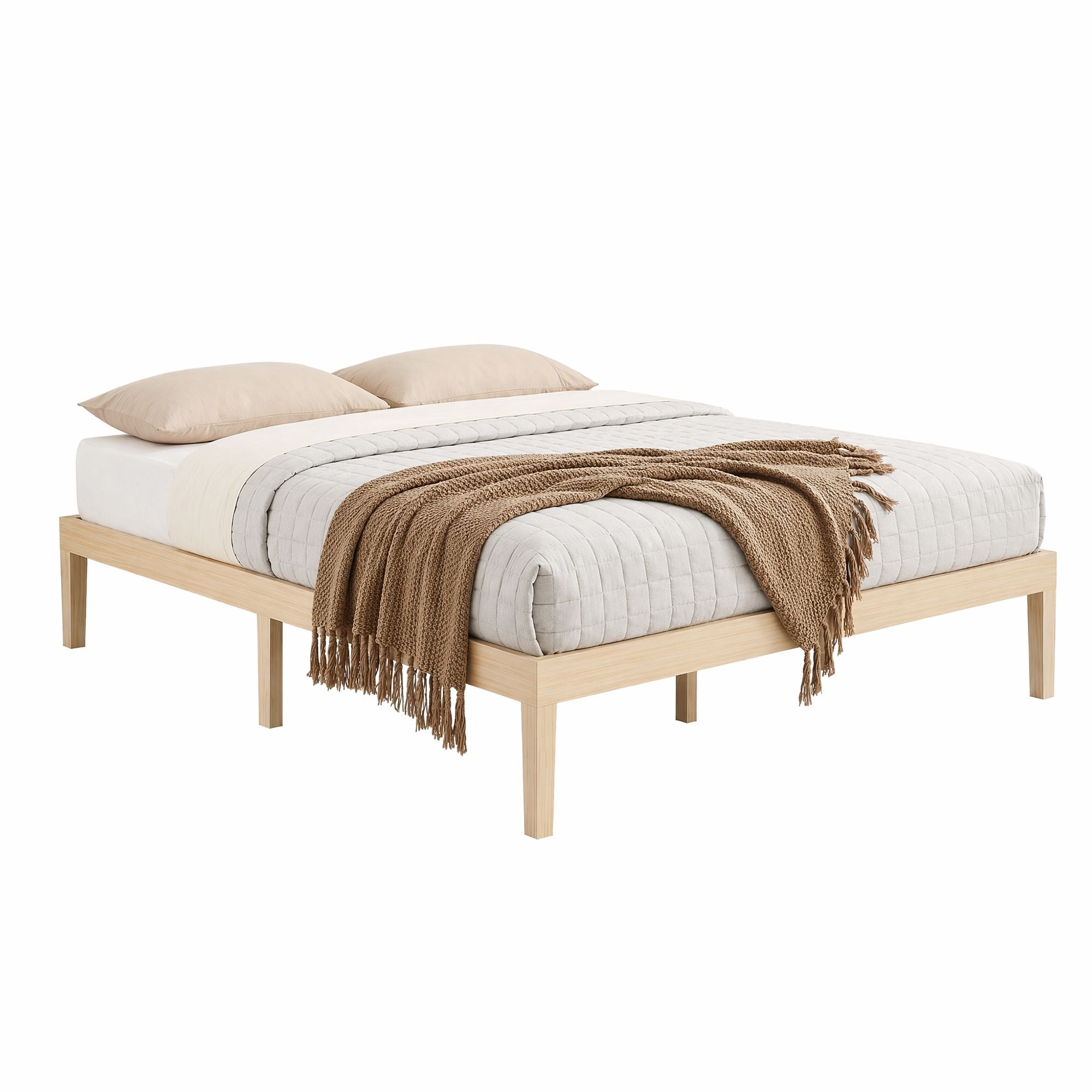 Artiss Bed Frame Queen Size Wooden Base Mattress Platform Timber Pine BRUNO