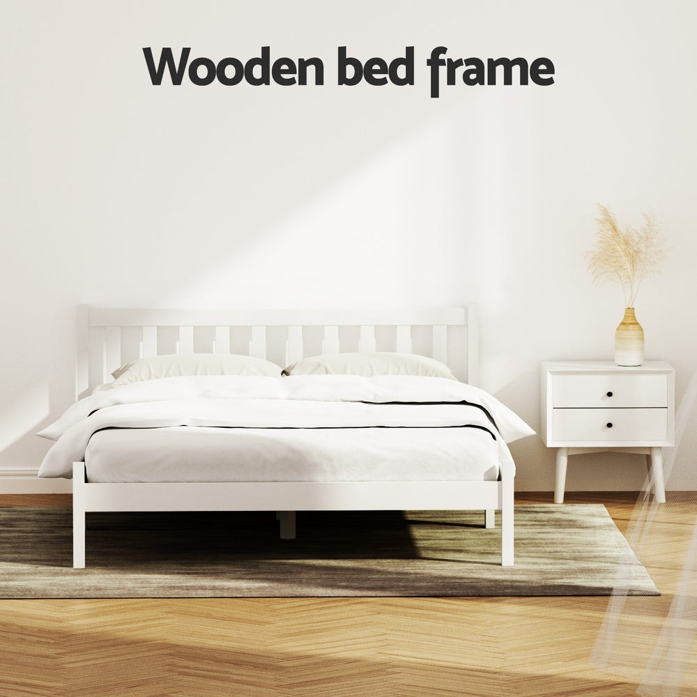 Artiss Double Full Size Wooden Bed Frame SOFIE Pine Timber Mattress Base Bedroom