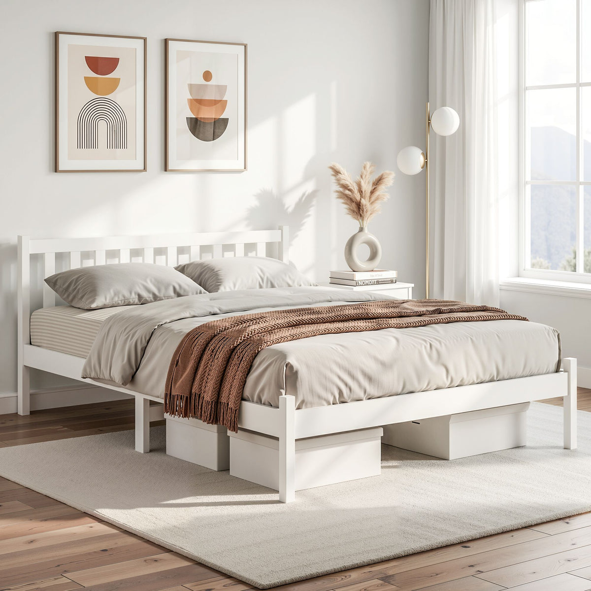 Artiss Wooden Bed Frame Queen Size Pine Timber Mattress Base Bedroom