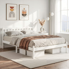 Artiss Wooden Bed Frame Queen Size Pine Timber Mattress Base Bedroom