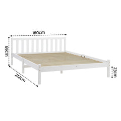 Artiss Wooden Bed Frame Queen Size Pine Timber Mattress Base Bedroom