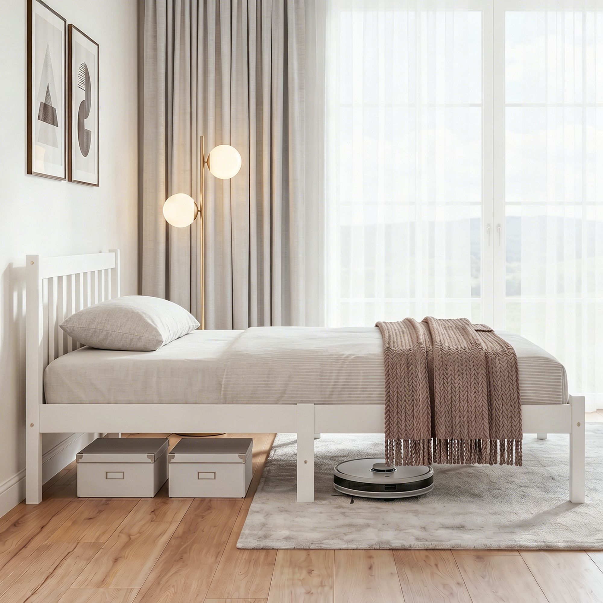 Artiss Wooden Bed Frame Queen Size Pine Timber Mattress Base Bedroom