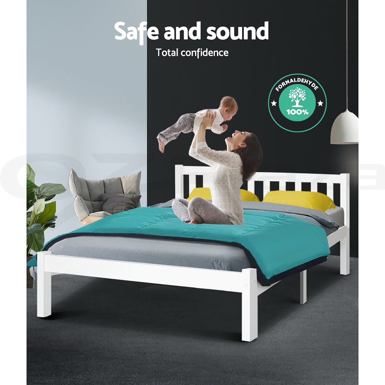 Artiss Wooden Bed Frame Queen Size Pine Timber Mattress Base Bedroom