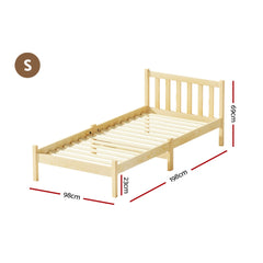 Artiss Bed Frame Wooden Single Size SOFIE Pine Timber Mattress Base OAK