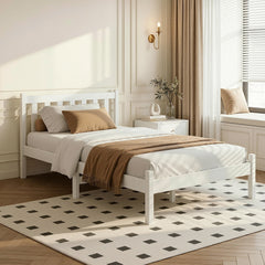 Single Size Wooden Bed Frame - White