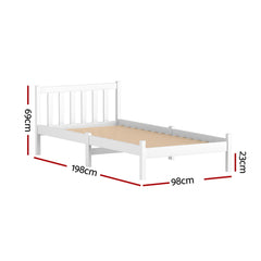 Single Size Wooden Bed Frame - White
