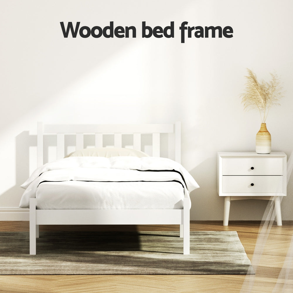 Single Size Wooden Bed Frame - White