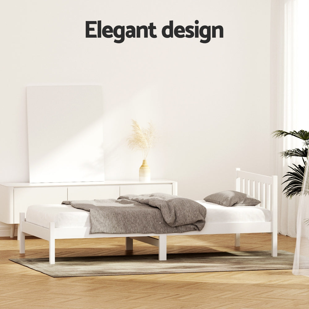 Single Size Wooden Bed Frame - White