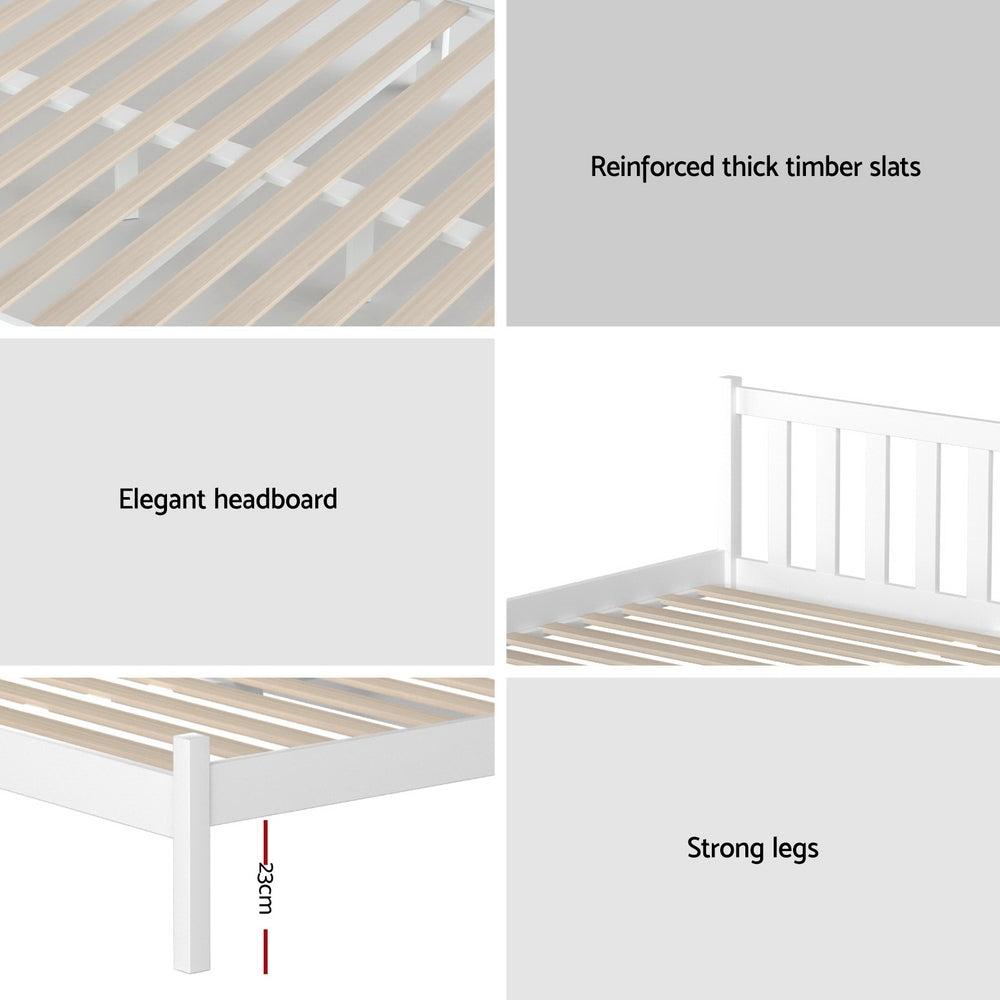 Single Size Wooden Bed Frame - White