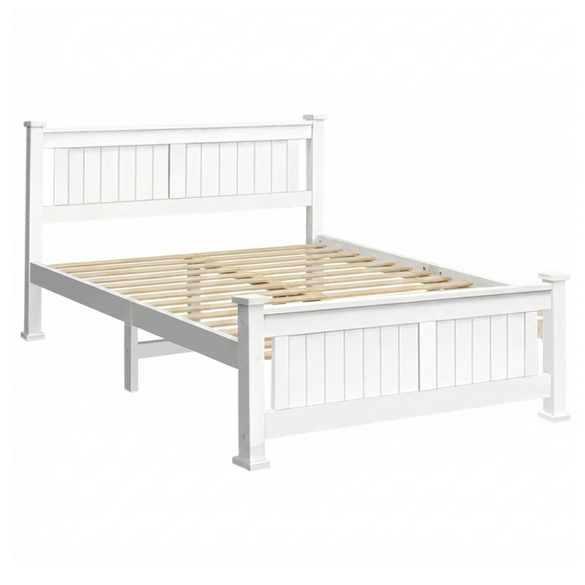 Double Size Wooden Bed Frame - White