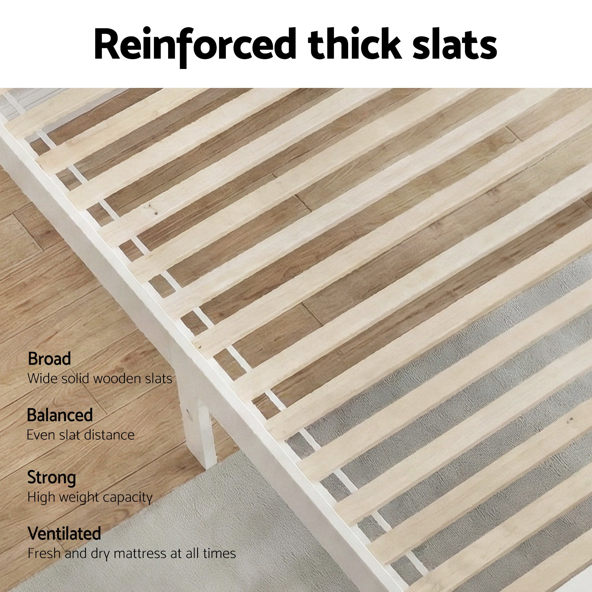 Double Size Wooden Bed Frame - White