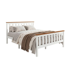 Artiss Bed Frame Double Size Wooden Base Mattress Platform Timber White PONY