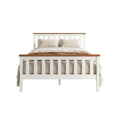 Artiss Bed Frame Double Size Wooden Base Mattress Platform Timber White PONY