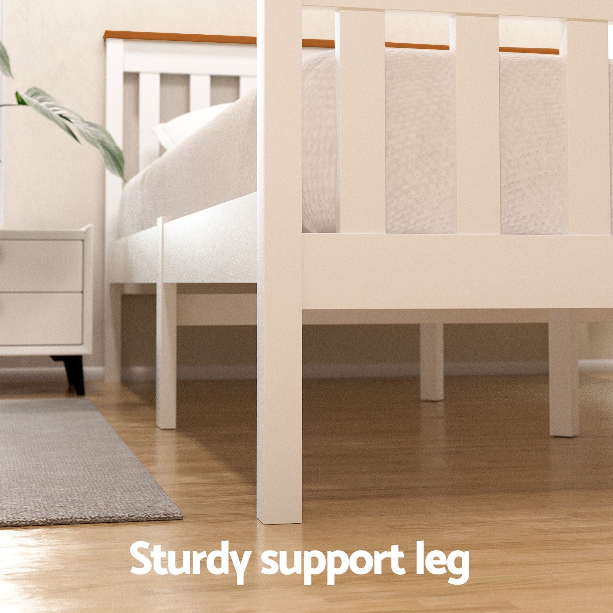 Artiss Bed Frame Single Size Wooden Platform with 2 Storage Drawers White PONY