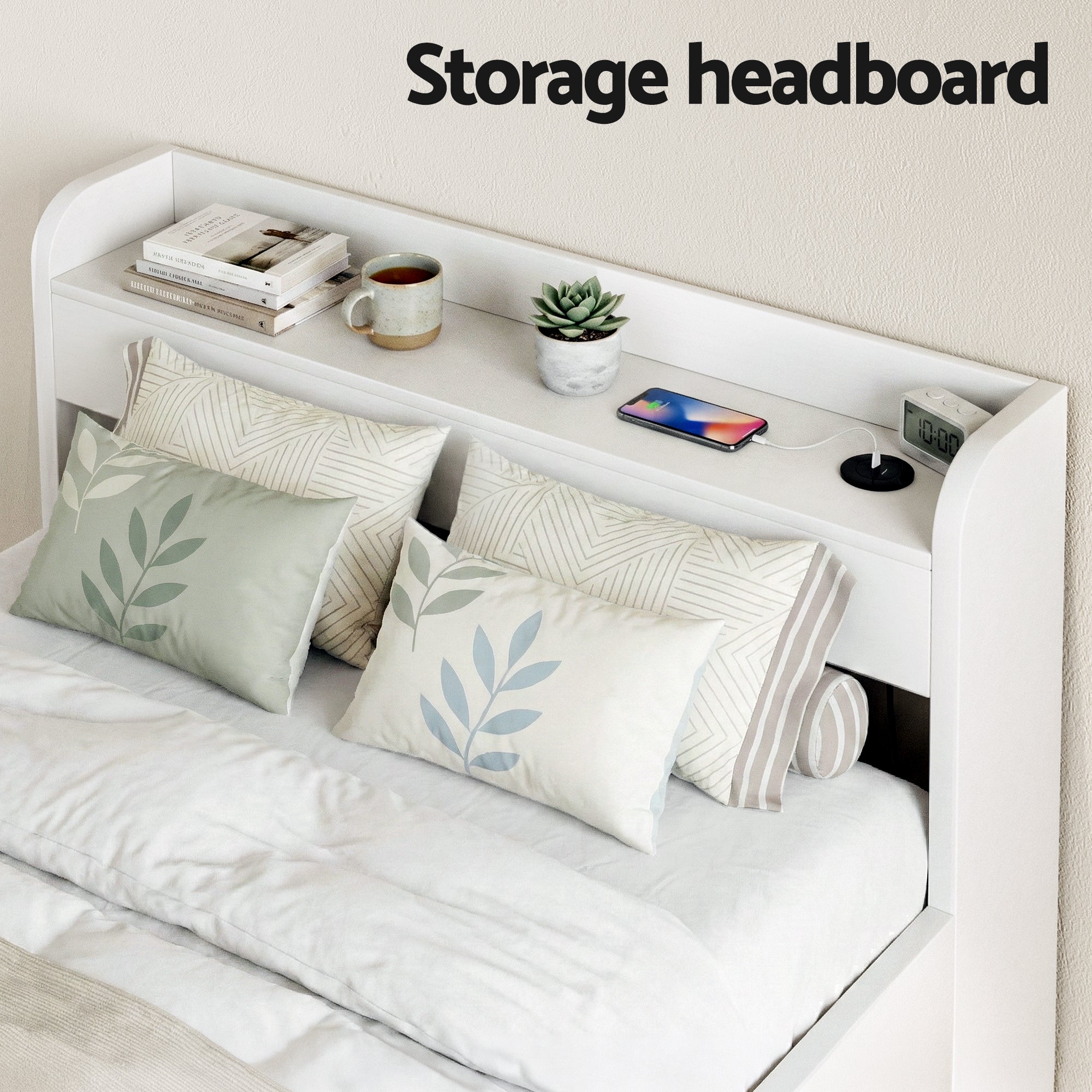 Artiss Bed Frame King Single Size with Charging Ports and 2 Drawers AURA