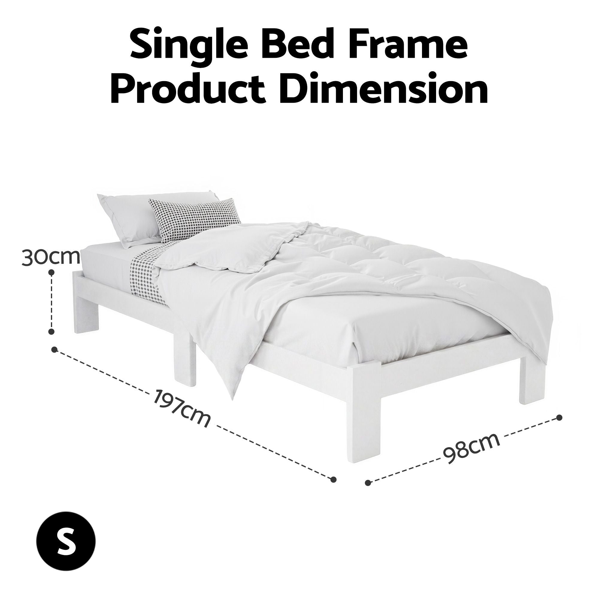 Artiss Bed Frame Single Wooden Bed Base Frame Single Size JADE Timber Mattress Platform