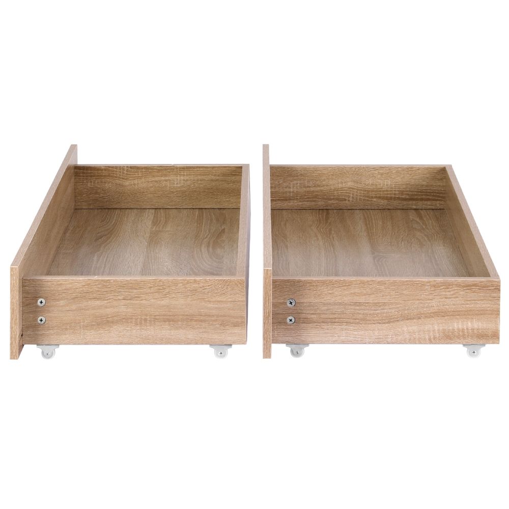 Artiss 2pcs Under Bed Storage with Wheels Rolling Wooden Drawers King Single & Queen