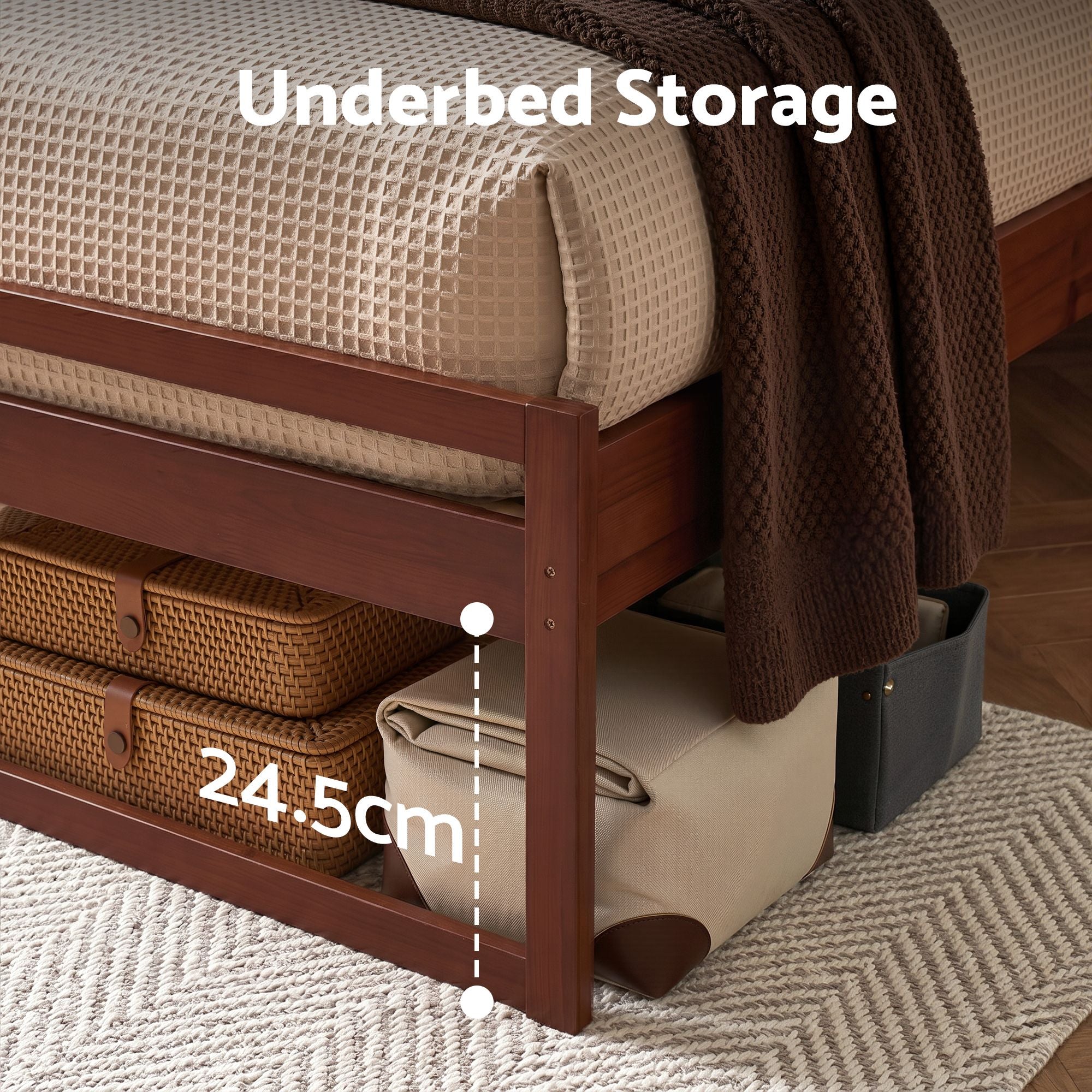 Artiss Bed Frame Queen Size Wooden Walnut WITTON