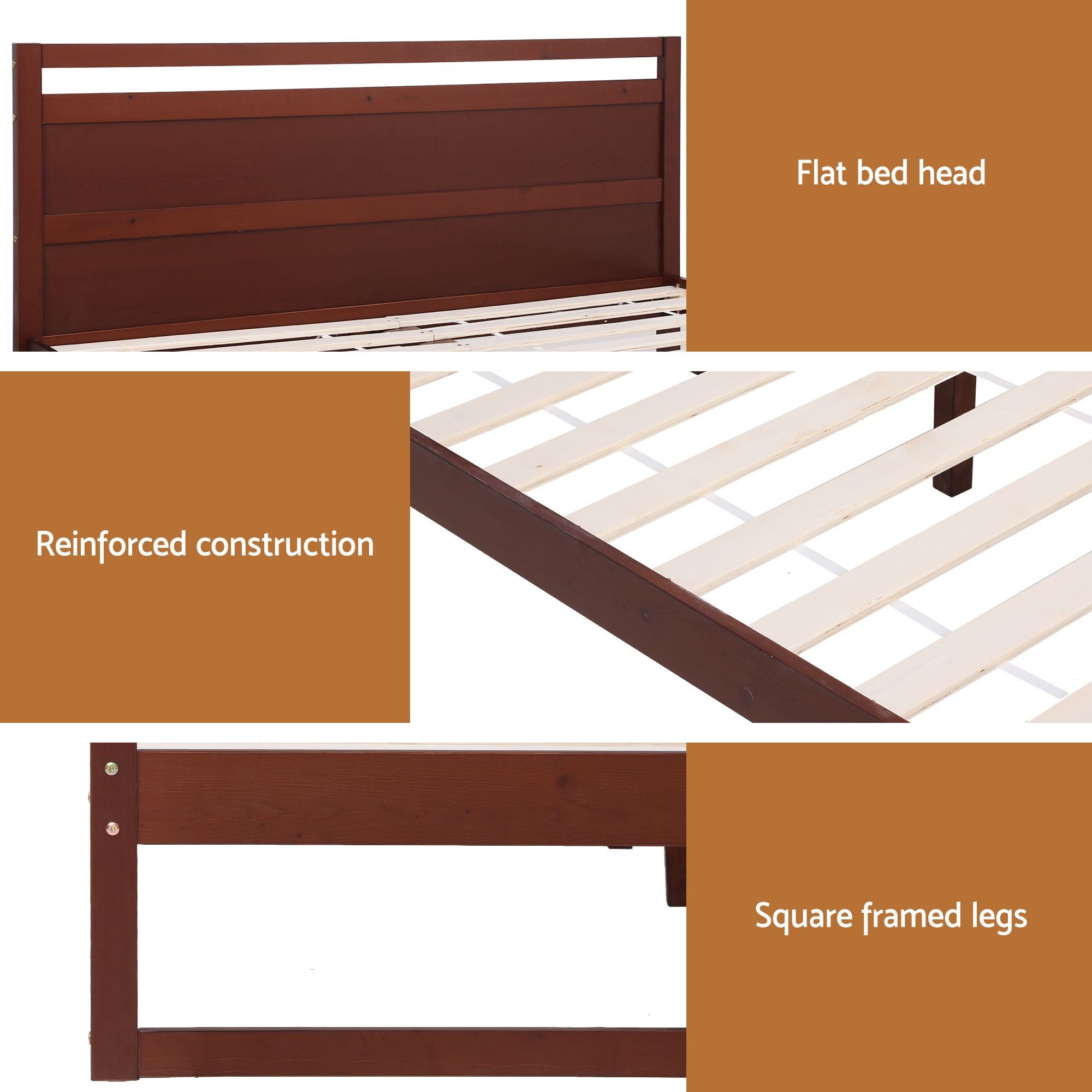 Artiss Bed Frame Queen Size Wooden Walnut WITTON