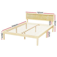 Artiss Bed Frame Queen Size Wooden Base Mattress Platform Timber Pine YUMI