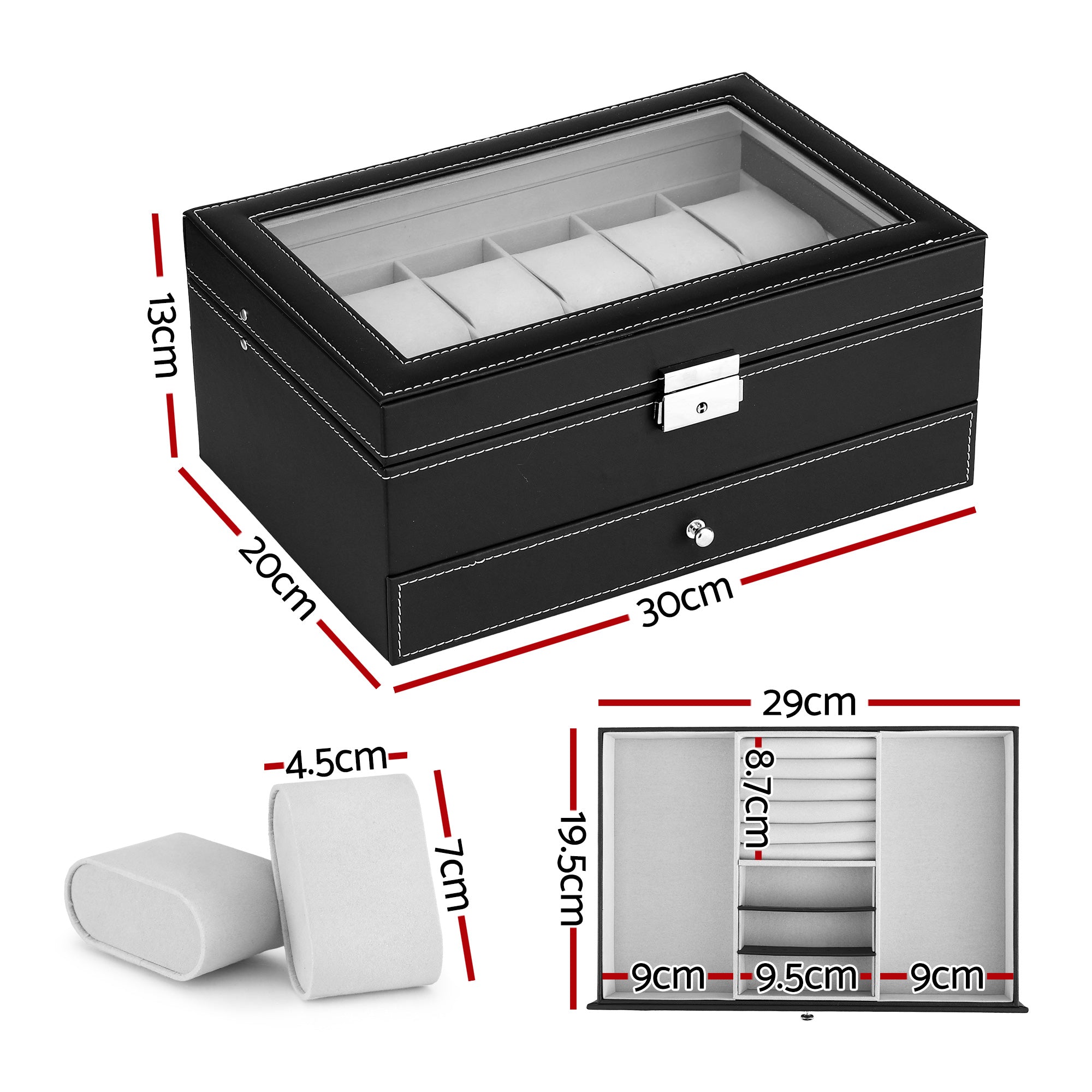 Embellir 12 Grids Watch Box Organizer Case Free Delivery