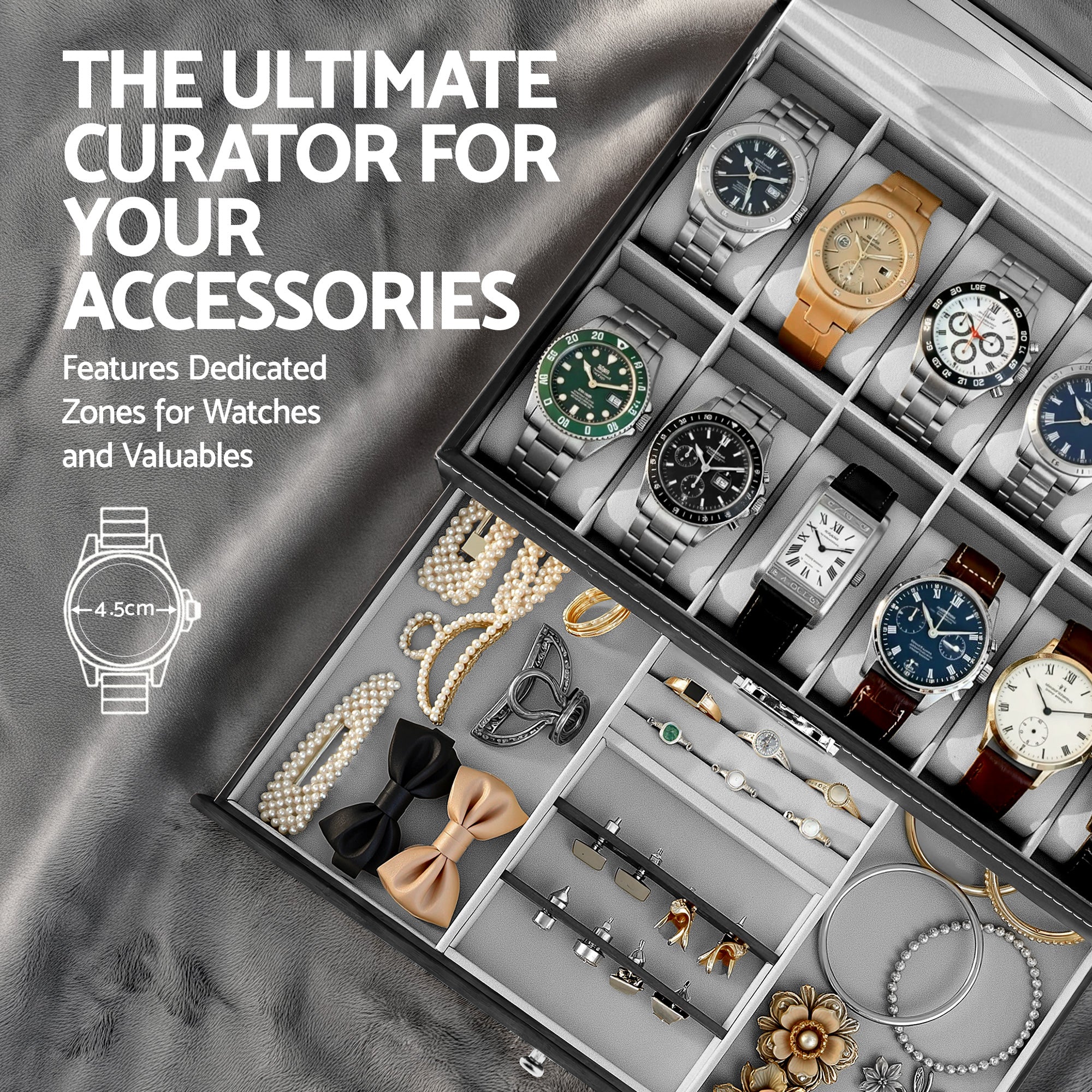 Embellir 12 Grids Watch Box Organizer Case Free Delivery