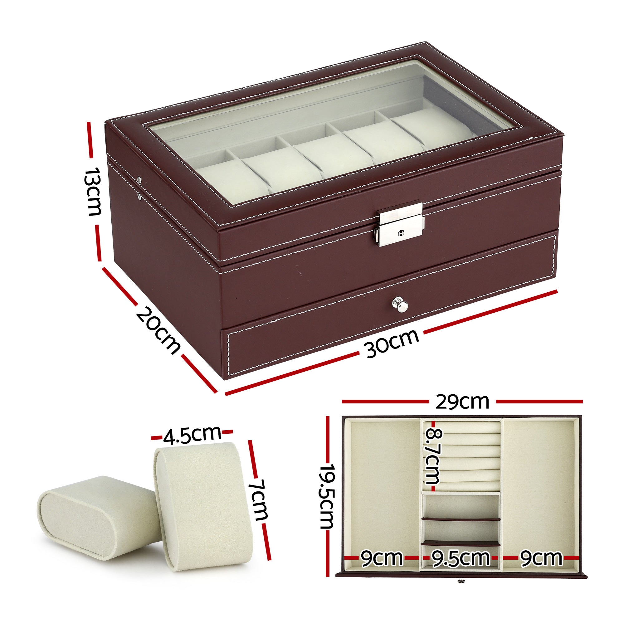 Embellir 12 Grids Watch Box Organizer Case Free Delivery