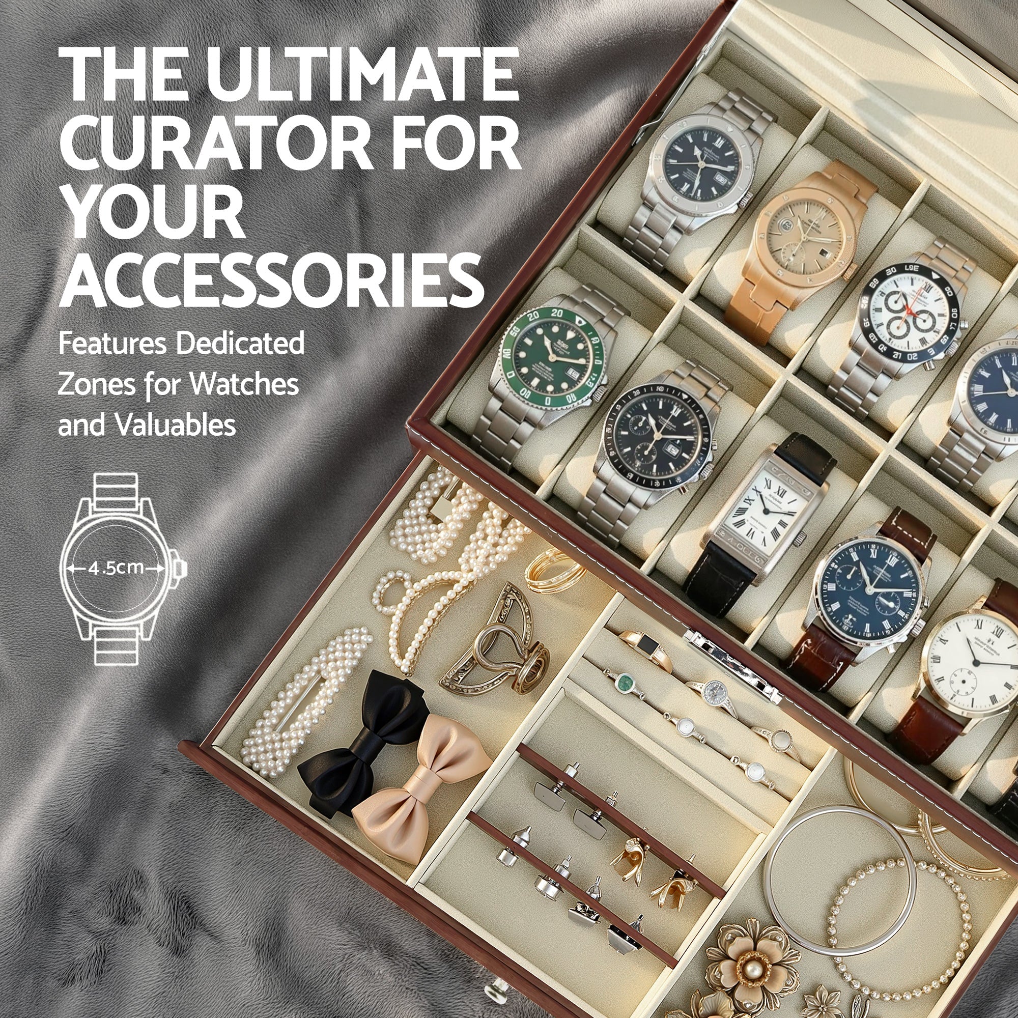Embellir 12 Grids Watch Box Organizer Case Free Delivery