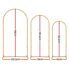 Wedding Arch Backdrop Stand Set of 3 Gold Metal Wedding Arched Frame, Easy to Assemble, Stable Balloon Arch Standfor Wedding, Baby Shower, Party Decor