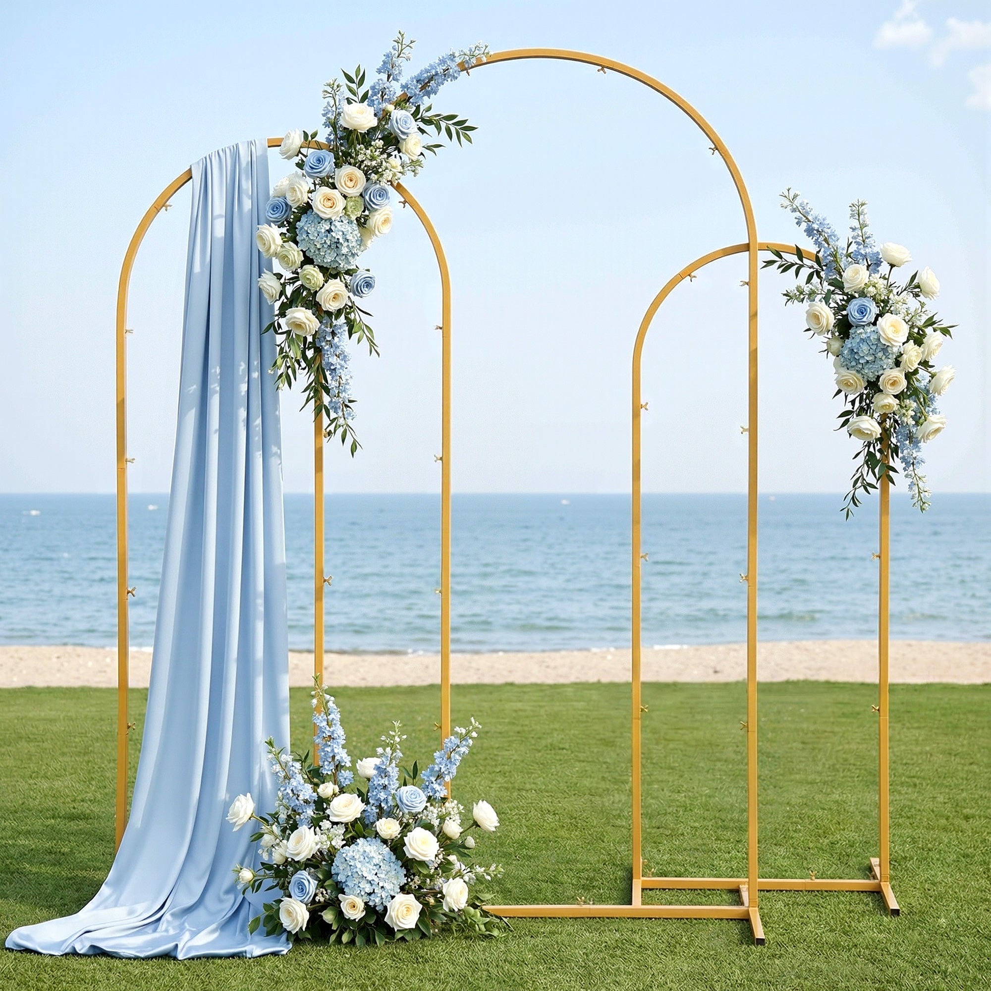 Wedding Arch Backdrop Stand Set of 3 Gold Metal Wedding Arched Frame, Easy to Assemble, Stable Balloon Arch Standfor Wedding, Baby Shower, Party Decor
