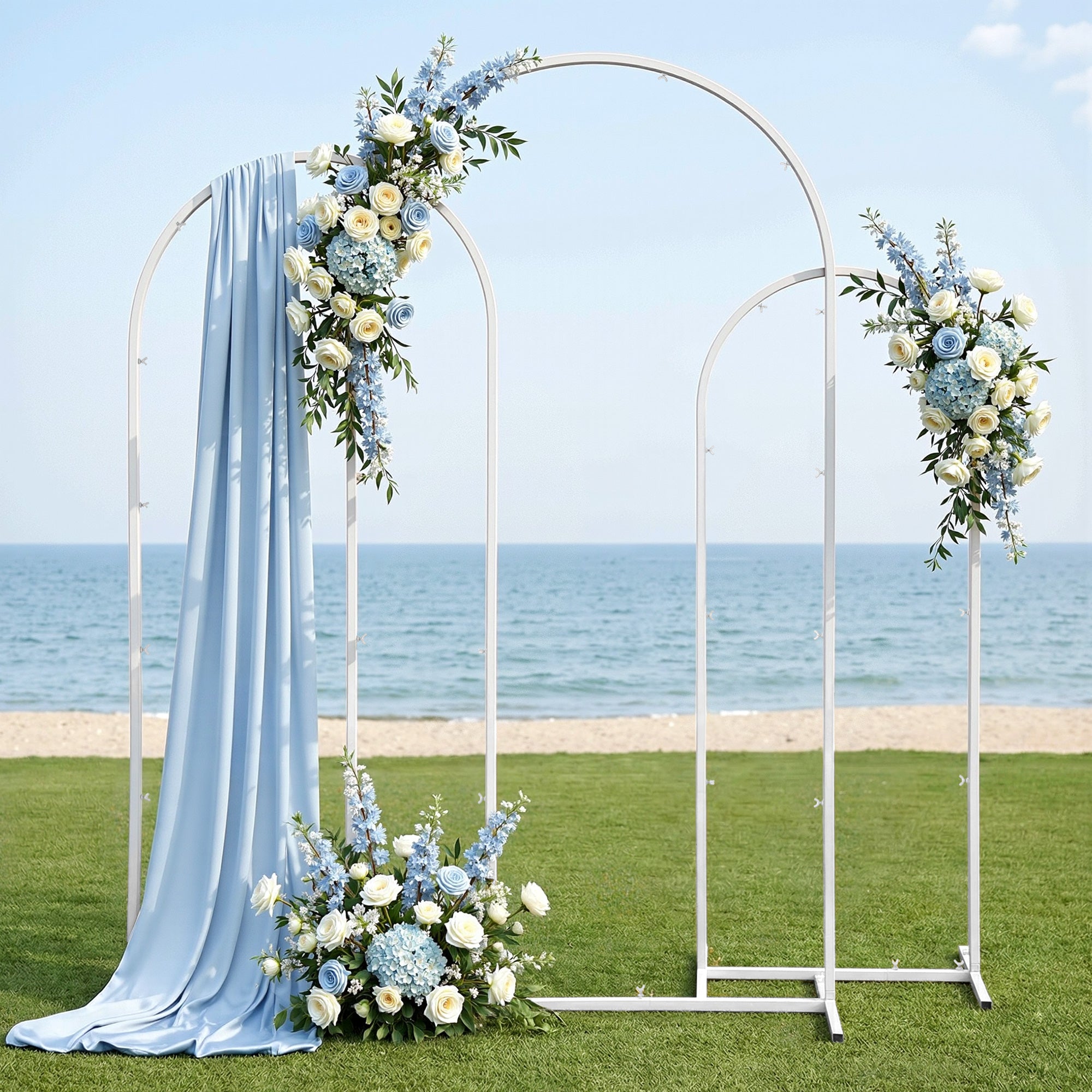 Wedding Arch Backdrop Stand Set of 3 Metal Wedding Arched Frame White, Easy to Assemble, Stable Balloon Arch Standfor Wedding, Baby Shower, Party Deco