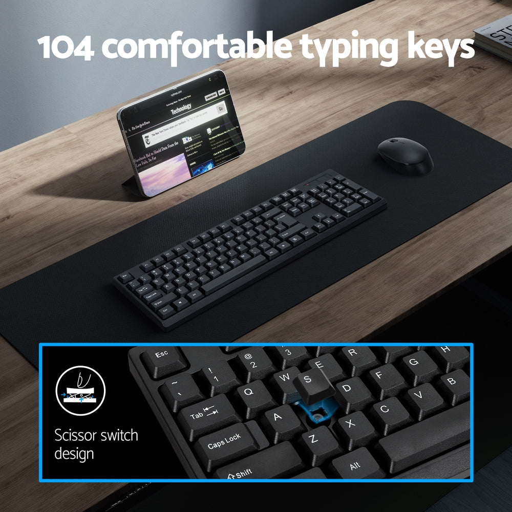 Wireless Keyboard and Mouse Combo Bluetooth Set for PC Laptop Phone Tablet 104