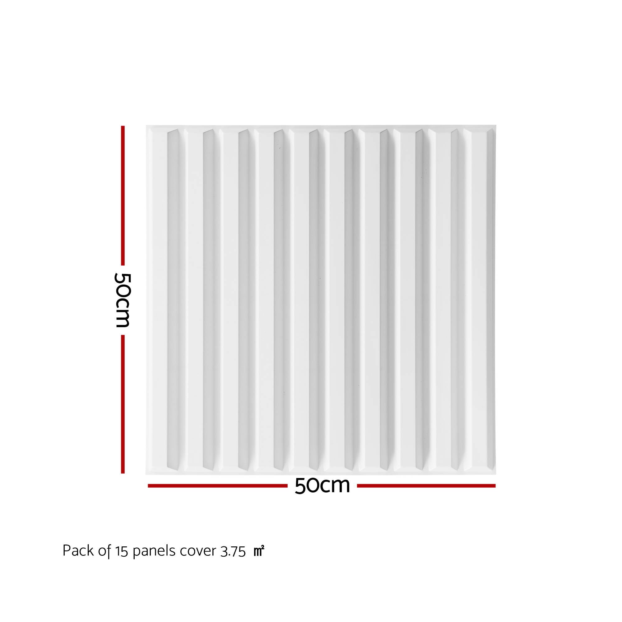 Artiss 3D Wall Panels Vertical PVC Decorative Panels 50x50cm Set of 15 Feature Wall Vert